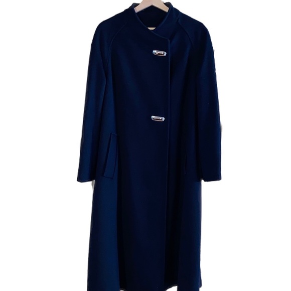 Vintage Stevens Forstmann Women’s Navy Blue Wool Winter Dress Coat - Picture 13 of 13